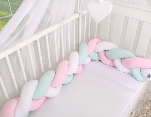 Knot bumper-  white-pink-mint