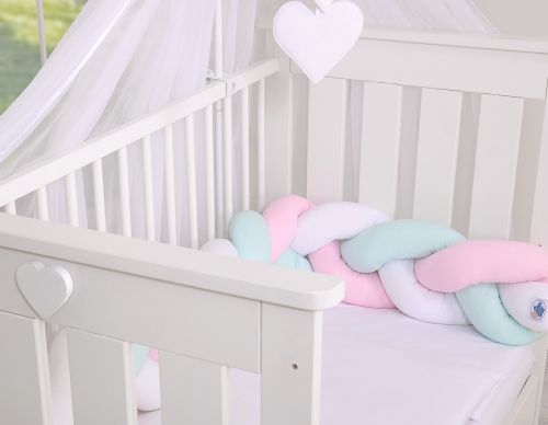 Knot bumper-  white-pink-mint