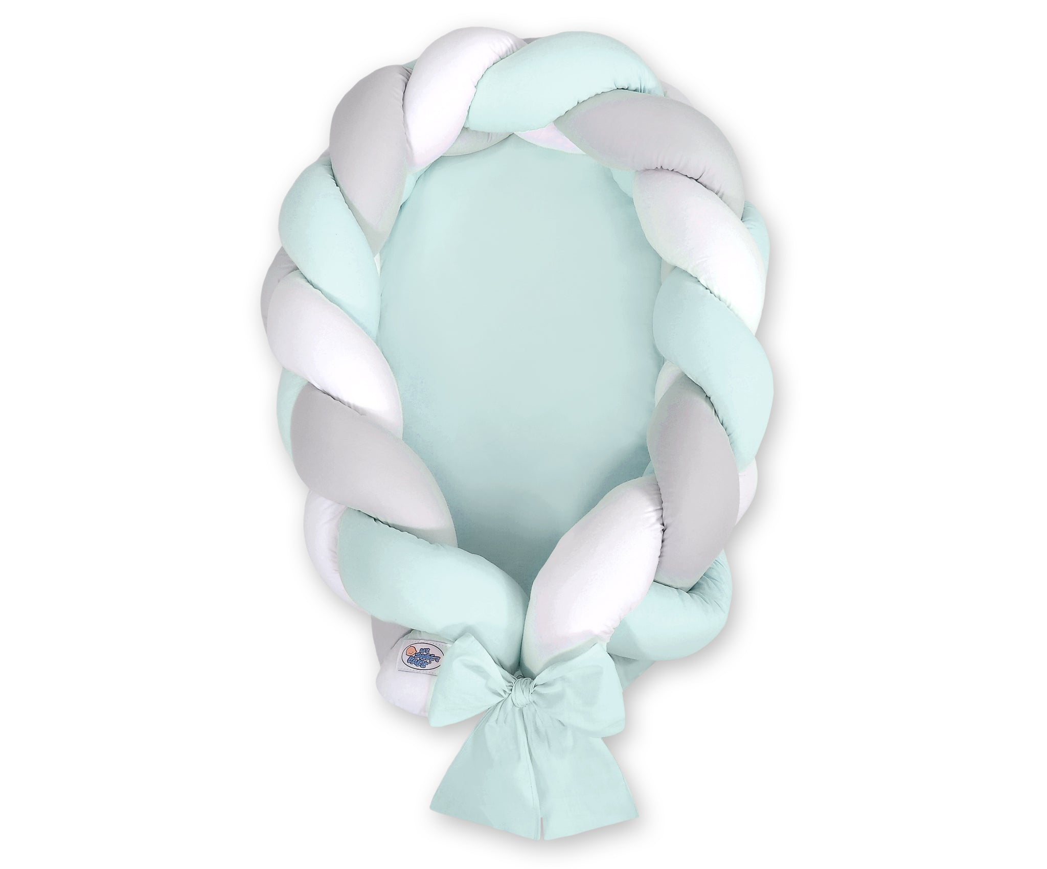 Braided baby nest 2 in 1 - white-gray-mint
