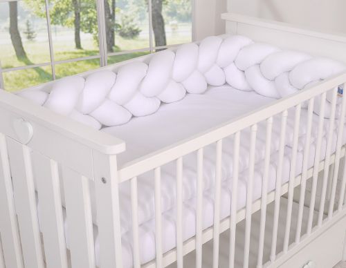 Wooden baby cot  120x60cm Lorenzo III white, with teething rail