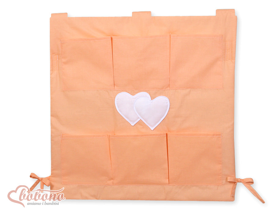 Cot tidy- Hanging Hearts white dots on turquoise