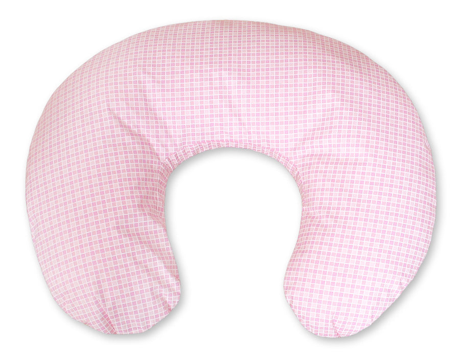 Breastfeeding Pillow Nursing Croissant Pillow, removable, Hands-Free Feeding - Pink checkered