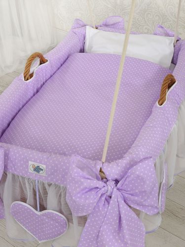 Moses Basket Hanging crib - Purple dots