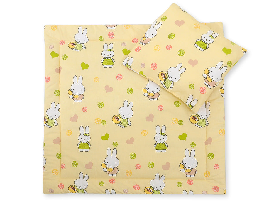 Pram bedding set with duvet and pillow 2pcs - Hallo rabbit yellow
