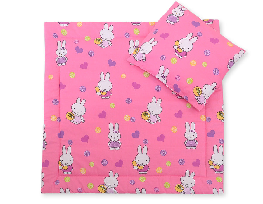Pram bedding set with duvet and pillow 2pcs - Hallo rabbit pink