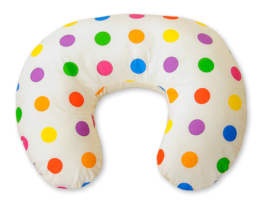 Breastfeeding Pillow Nursing Croissant Pillow, removable, Hands-Free Feeding - big dots on creme
