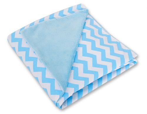 Big double-sided car seat blanket for babies - Chevron blue