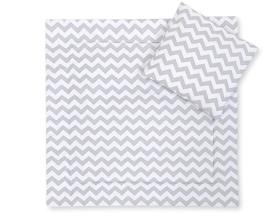 Pram bedding set with duvet and pillow 2pcs - Chevron grey