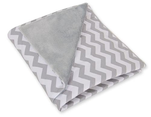 Big double-sided car seat blanket for babies - Chevron gray