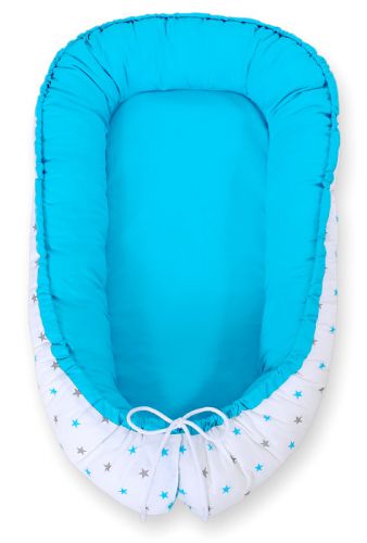 Baby nest double-sided Premium Cocoon for infants BOBONO- turquoise/ turquoise