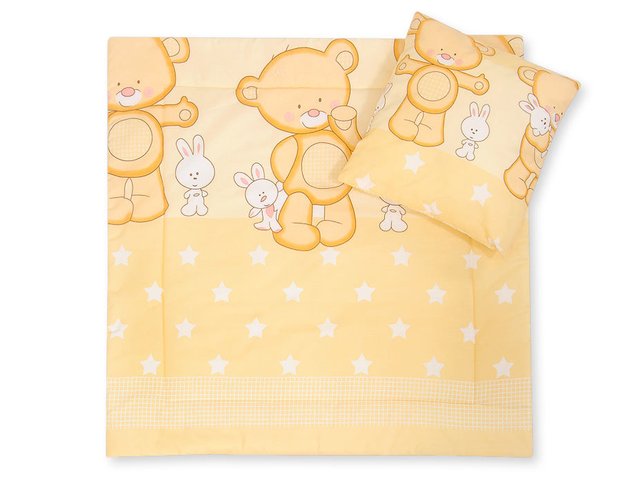 Pram bedding set with duvet and pillow 2pcs - Cuddly teddy bear cream