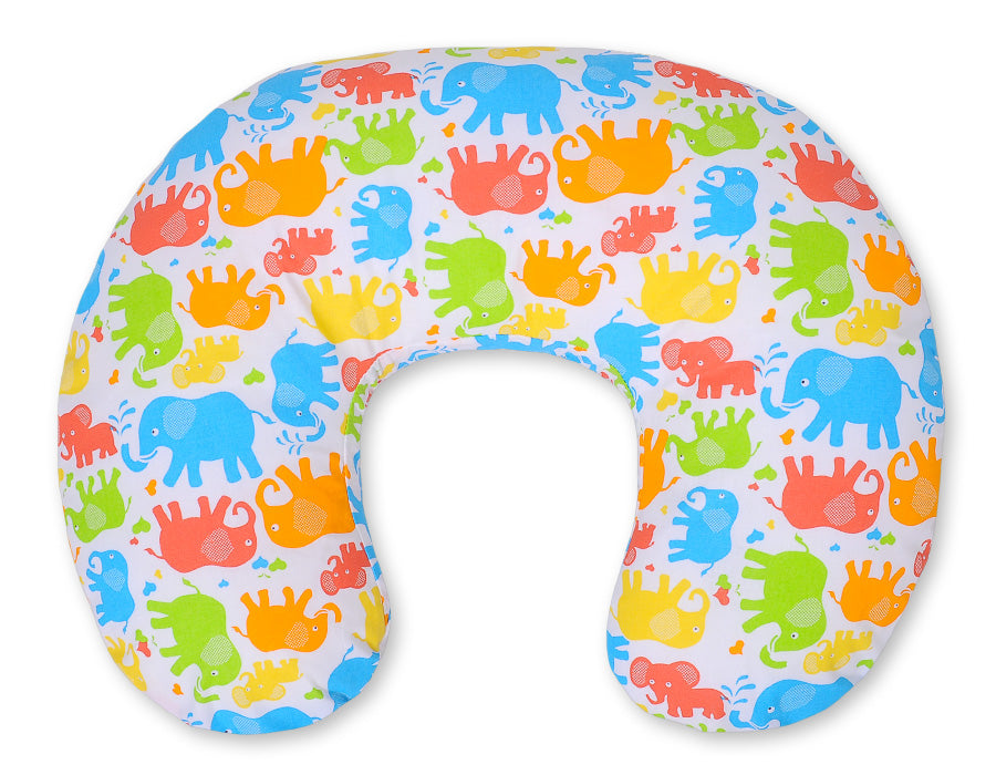 Breastfeeding Pillow Nursing Croissant Pillow, removable, Hands-Free Feeding- elephants