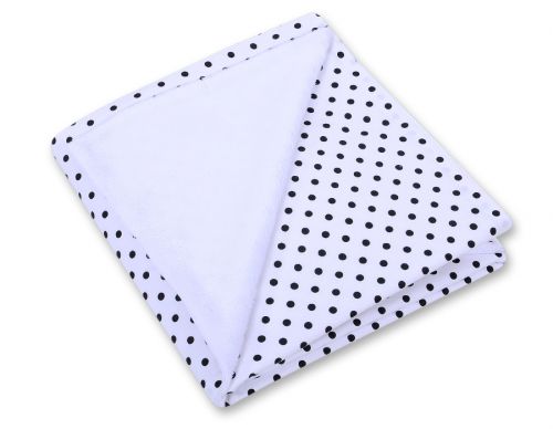 Big double-sided car seat blanket for babies - Black dots on white