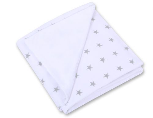 Big double-sided car seat blanket for babies - Grey stars on white