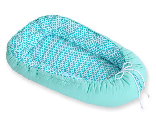 Baby nest double-sided Premium Cocoon for infants BOBONO- Mint rosette