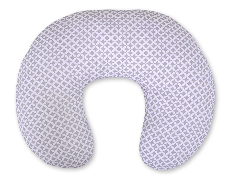 Breastfeeding Pillow Nursing Croissant Pillow, removable, Hands-Free Feeding - rosette  Grey