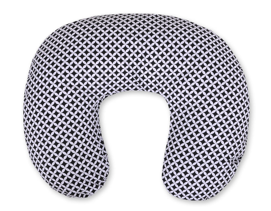 Breastfeeding Pillow Nursing Croissant Pillow, removable, Hands-Free Feeding - rosette black