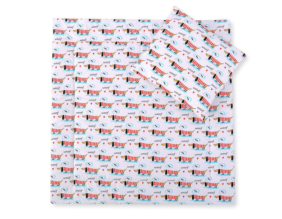 Pram bedding set with duvet and pillow 2pcs - Doggies white