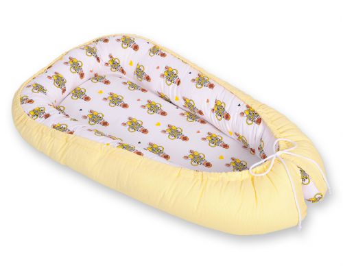 Baby nest double-sided Premium Cocoon for infants BOBONO- yellow zebras