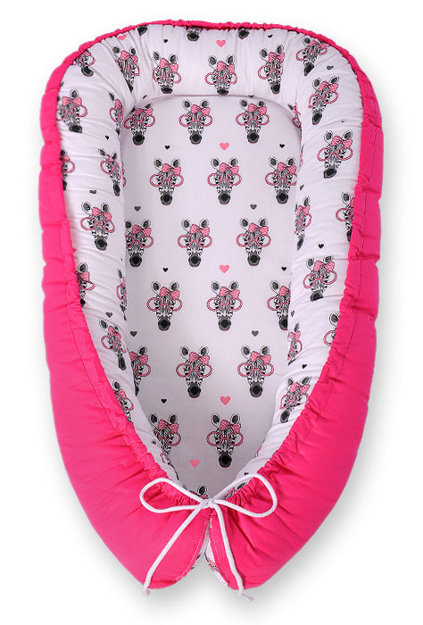 Baby nest double-sided Premium Cocoon for infants BOBONO- pink zebras
