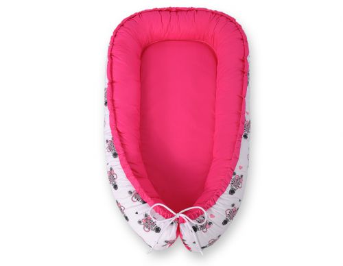 Baby nest double-sided Premium Cocoon for infants BOBONO- pink zebras