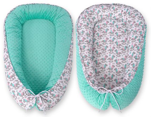 Baby nest double-sided Premium Cocoon for infants BOBONO minky- hedgehogs mint