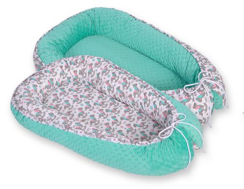 Baby nest double-sided Premium Cocoon for infants BOBONO minky- hedgehogs mint