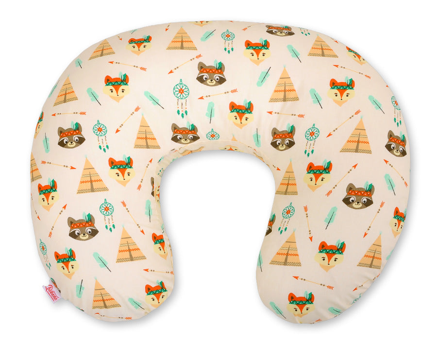 Breastfeeding Pillow Nursing Croissant Pillow, removable, Hands-Free Feeding- teepee cream