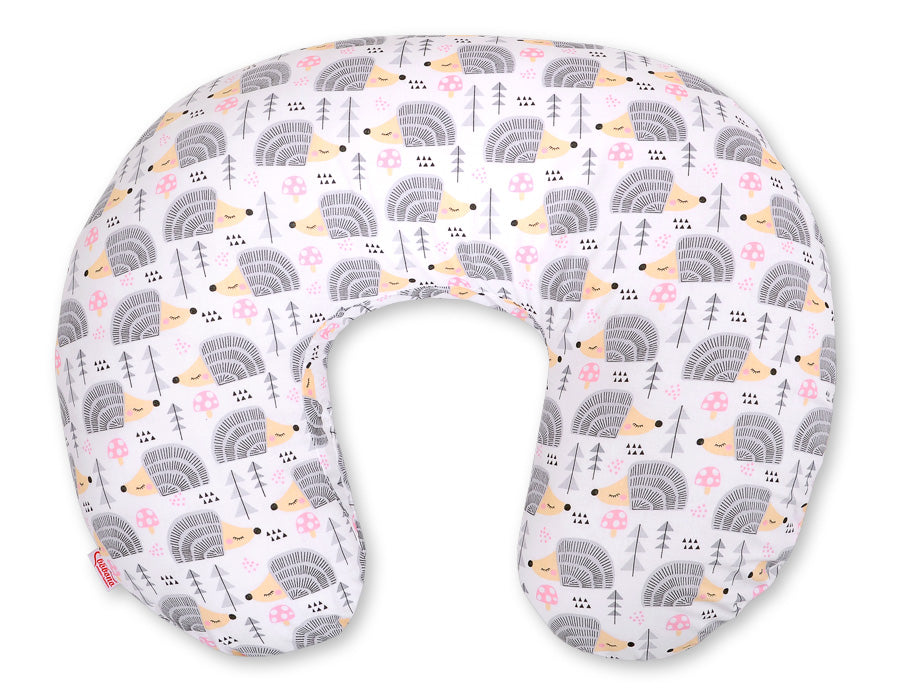 Breastfeeding Pillow Nursing Croissant Pillow, removable, Hands-Free Feeding- hedgehogs grey