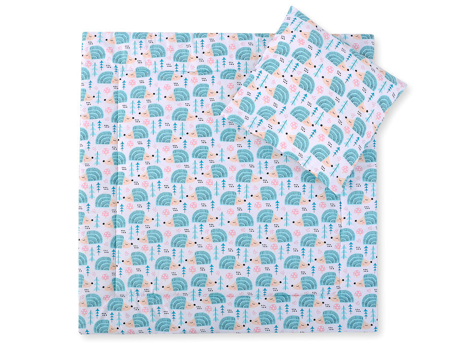Pram bedding set with duvet and pillow 2pcs - Hedgehogs mint