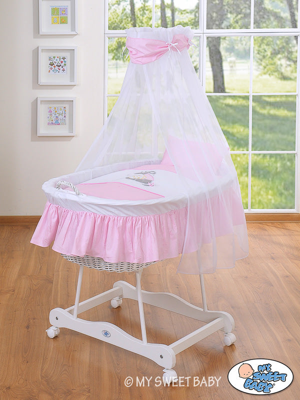 Moses Basket/Wicker drape crib- Donkey Luca pink