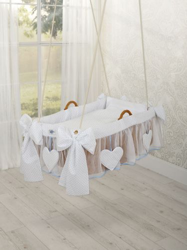 Moses Basket Hanging crib - Blue dots