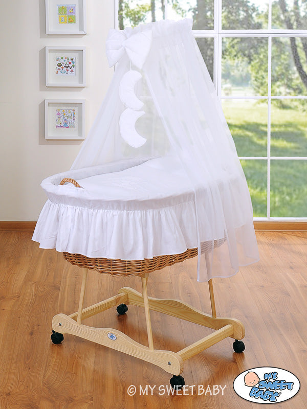 Moses Basket/Wicker drape crib- Good night white