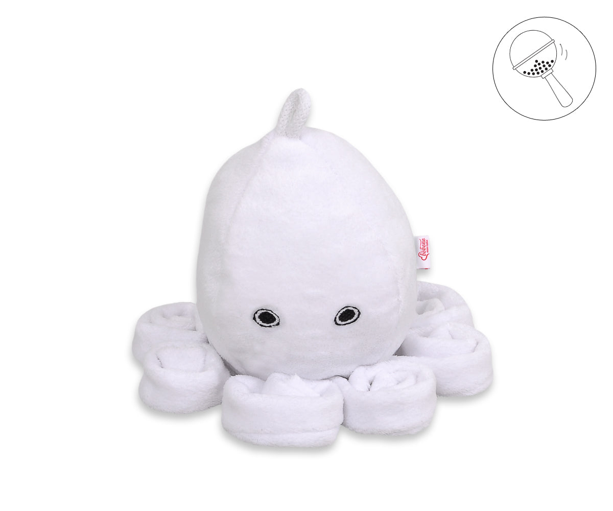 Cuddly octopus with rattle - white - smooth minky