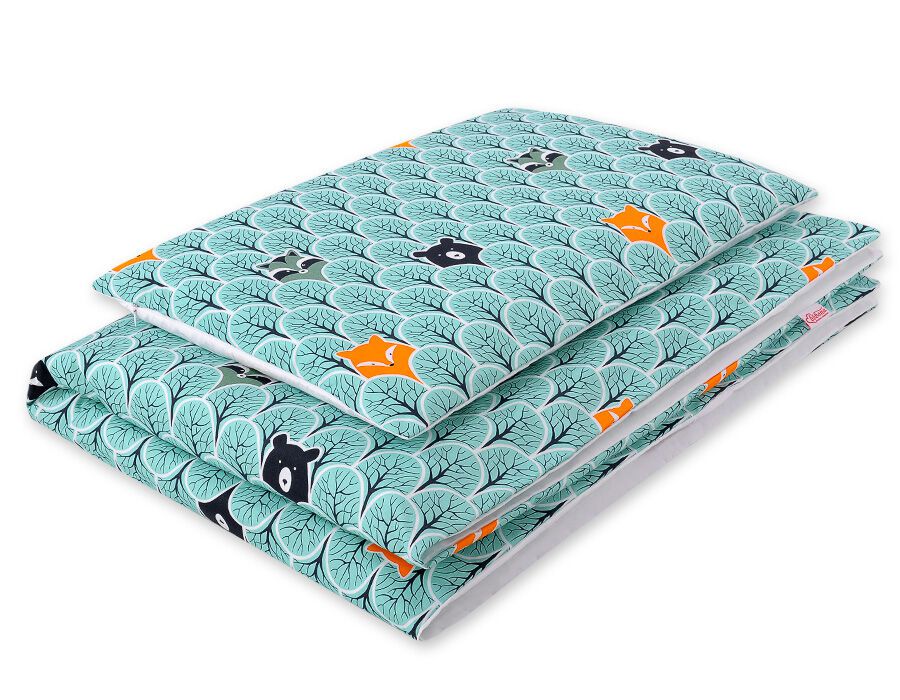 Baby cotton bedding set 2-pcs 120x90 cm- mint forest