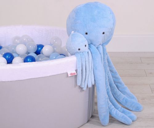 Cuddly octopus with rattle - blue - smooth minky