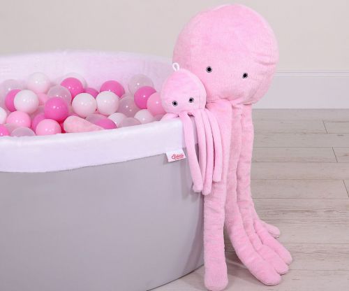 Cuddly octopus with rattle - pink - smooth minky