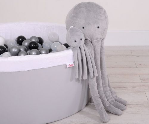 Cuddly octopus with rattle - gray - smooth minky