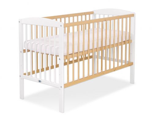 Wooden baby cot 120x60cm Leonardo white - natural wood