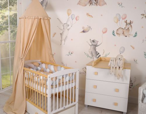 Wooden baby cot 120x60cm Leonardo white - natural wood
