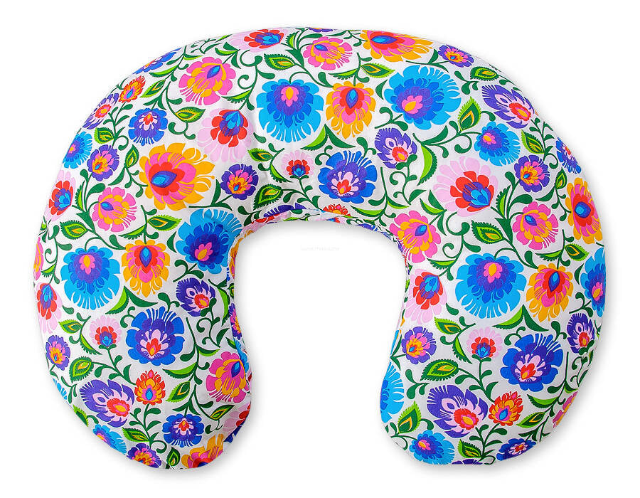 Breastfeeding Pillow Nursing Croissant Pillow, removable, Hands-Free Feeding- Floral pattern
