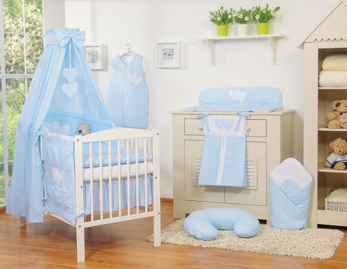 Bedding set 5-pcs 120x90 with canopy - Hangi s blue strips