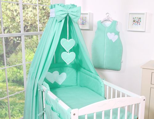 Bedding set 5-pcs 135x100 - Hanging Hearts mint