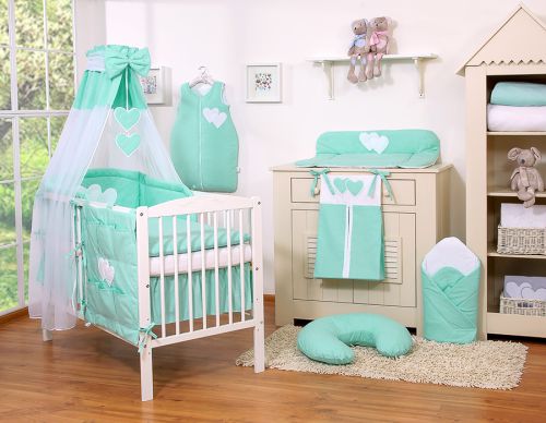 Bedding set 5-pcs 135x100 - Hanging Hearts mint