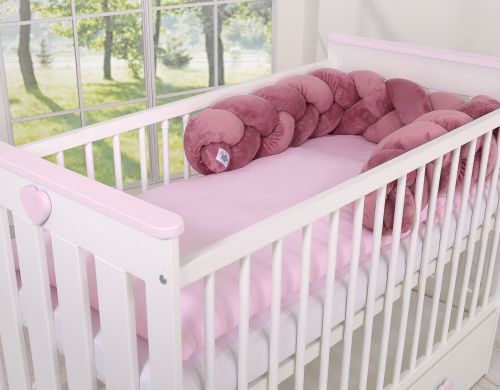 Knot bumper minky 180cm - pastel pink