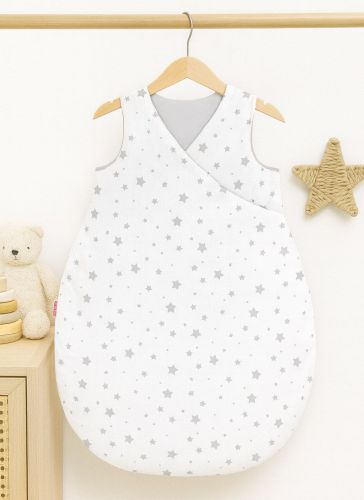 Cotton sleeping bag for children, size M, 3-12 months, TOG 2.5, all-season - mini gray stars