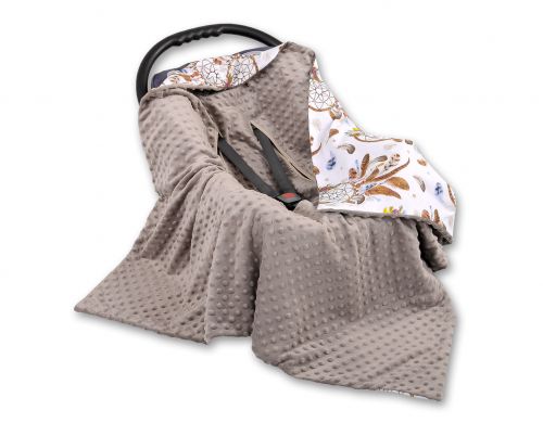 Big double-sided car seat blanket for babies - dream catchers white