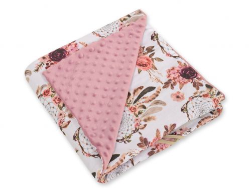 Big double-sided car seat blanket for babies - flower dream catchers/pastel violet