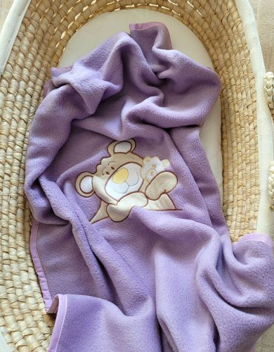 Polar fleece blanket for babies- Teddy Bear Barnaba lilac