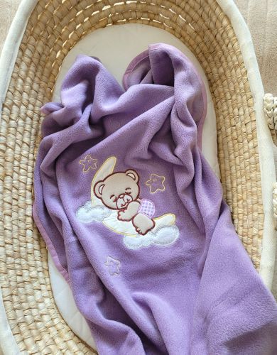 Polar fleece blanket for babies - Good night lilac